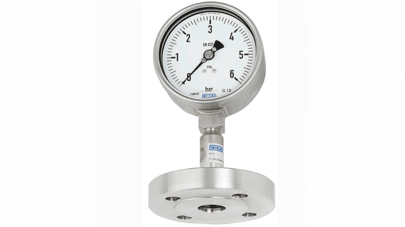 WIKA DN 25 Analogue Pressure Gauge 6bar Bottom Entry, 31155358, 0bar min.