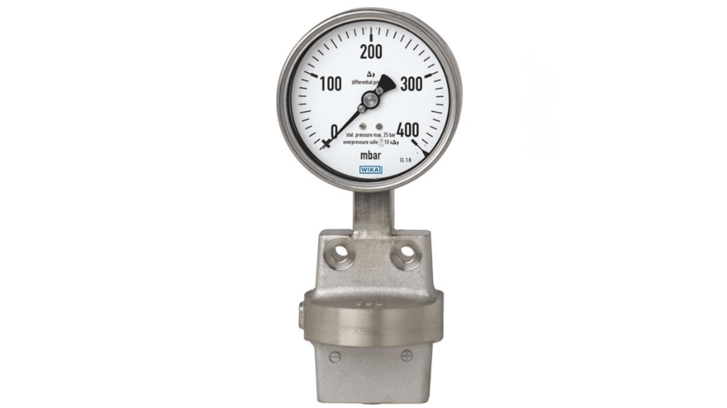 WIKA G 1/4 Analogue Differential Pressure Gauge 600mbar Bottom Entry
