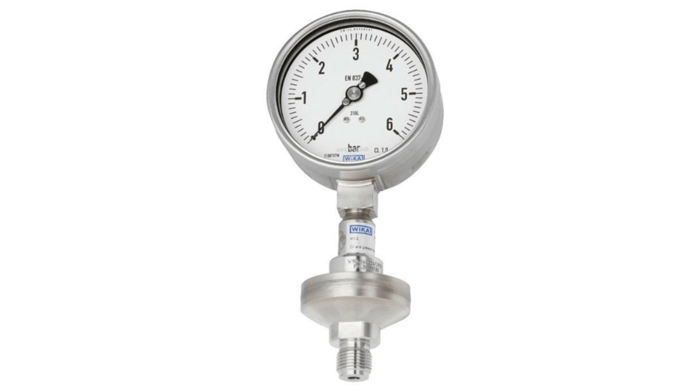 WIKA NPT 1/2 Analogue Pressure Gauge 5bar Bottom Entry, 48780222, 1bar