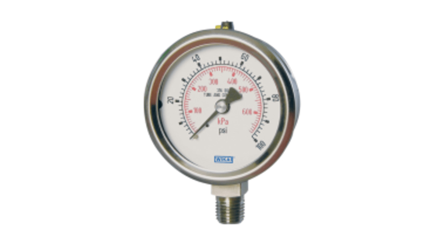 WIKA G 1/4 Analogue Pressure Gauge 25bar Back Entry, 48780808, 0bar min.