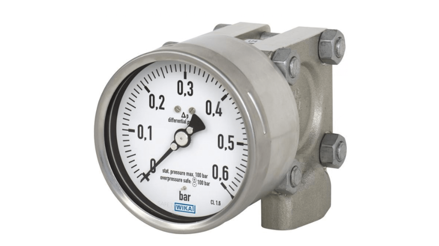 WIKA NPT 1/2 Analogue Differential Pressure Gauge 1bar Bottom Entry