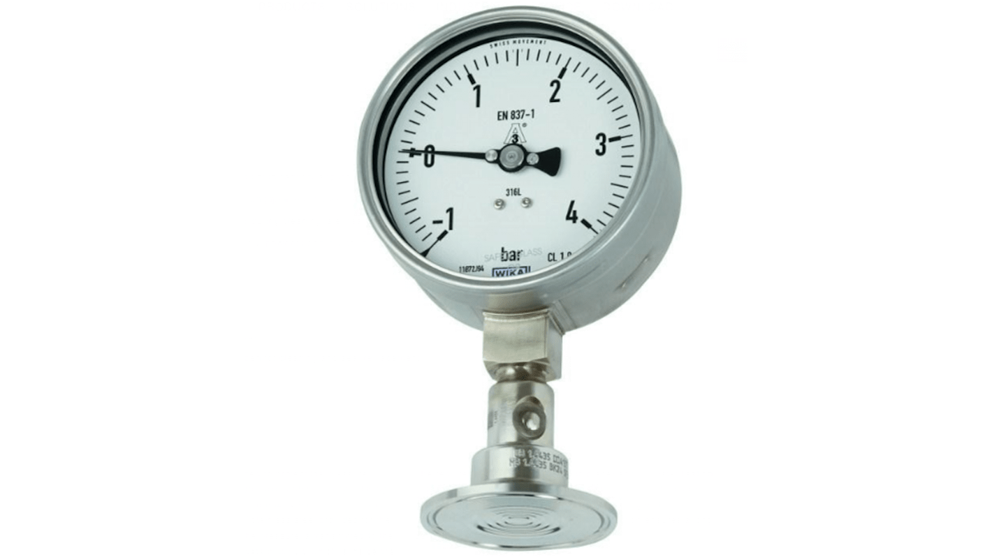 WIKA DN 50.8 Analogue Pressure Gauge 5bar Bottom Entry, 48788965, -1bar min.