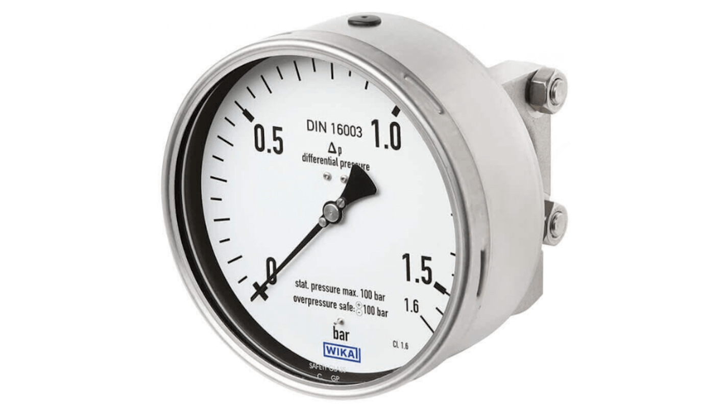 WIKA G 1/2 Analogue Differential Pressure Gauge 6bar Bottom Entry, 48798736, 0bar min.