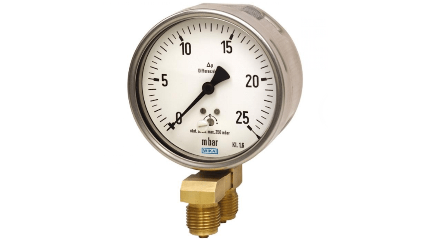 WIKA G 1/2 Analogue Differential Pressure Gauge 60mbar Bottom Entry