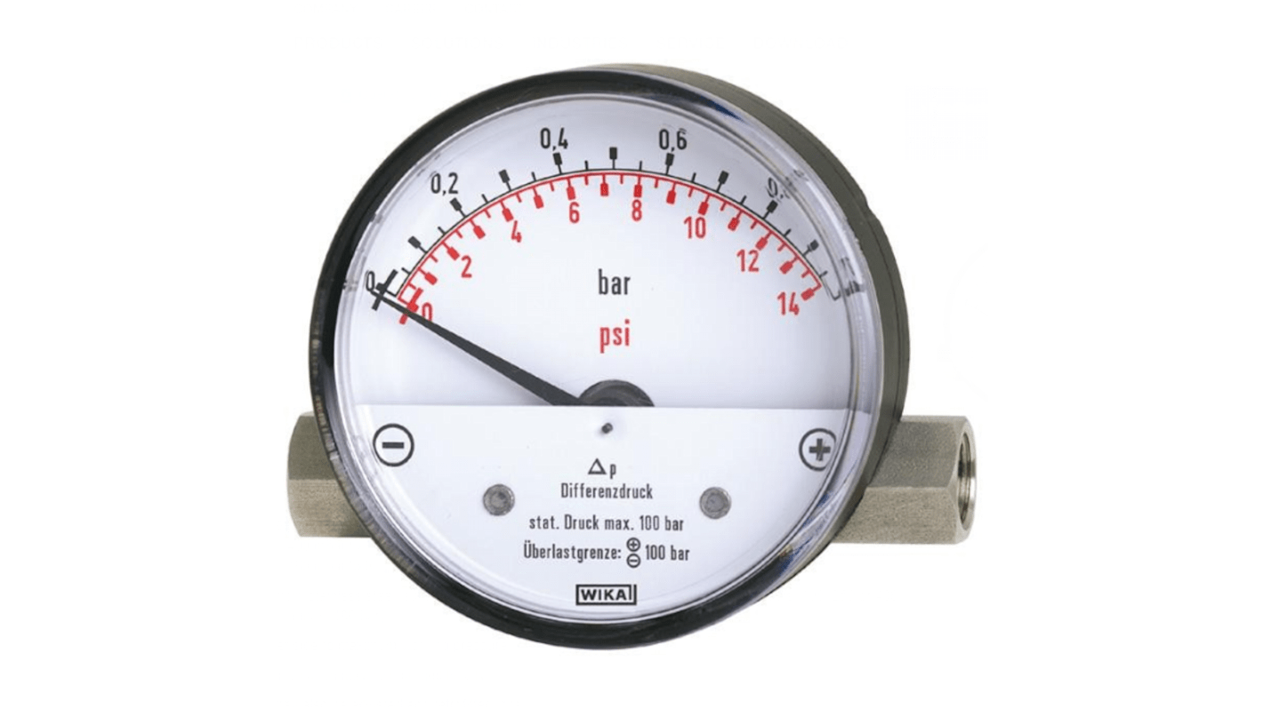 WIKA G 1/4 Analogue Differential Pressure Gauge 2bar Side Entry