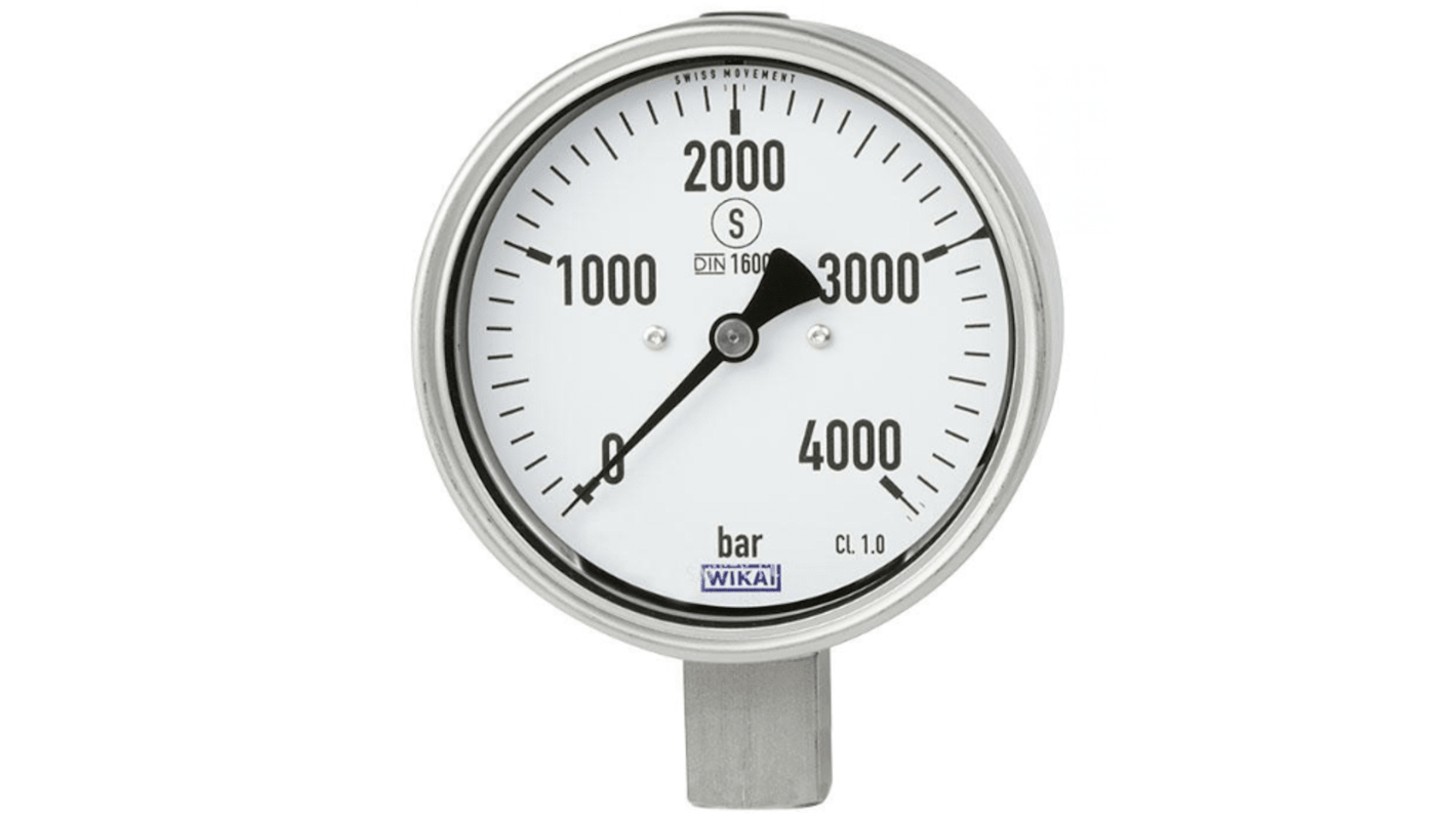 WIKA 9/16-18 UNF Female Analogue Pressure Gauge 4000bar Bottom Entry, 46919449, 0bar min.