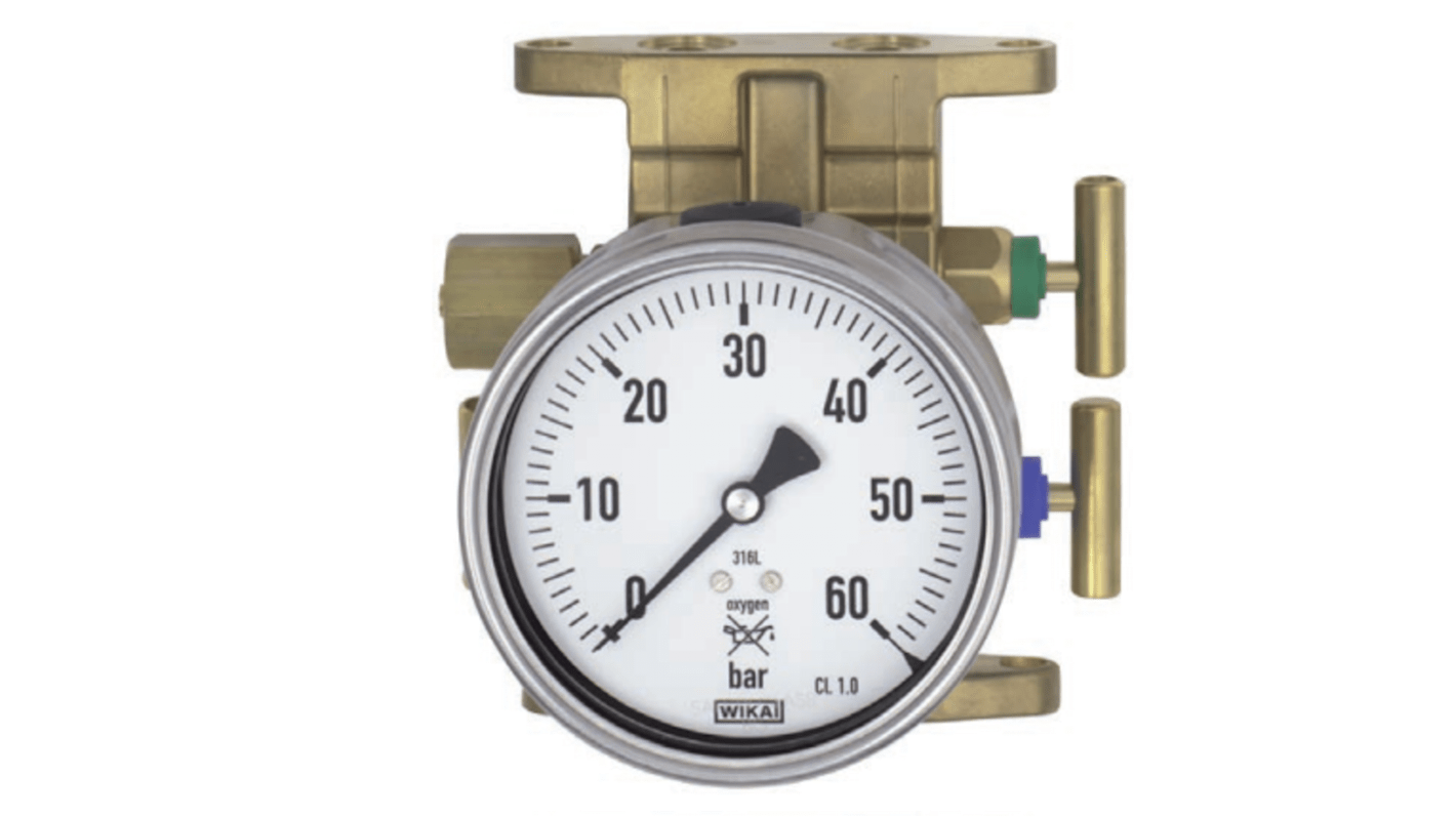 WIKA G 1/4 Analogue Pressure Gauge 280mbar Back Entry, 48258792, 0mbar