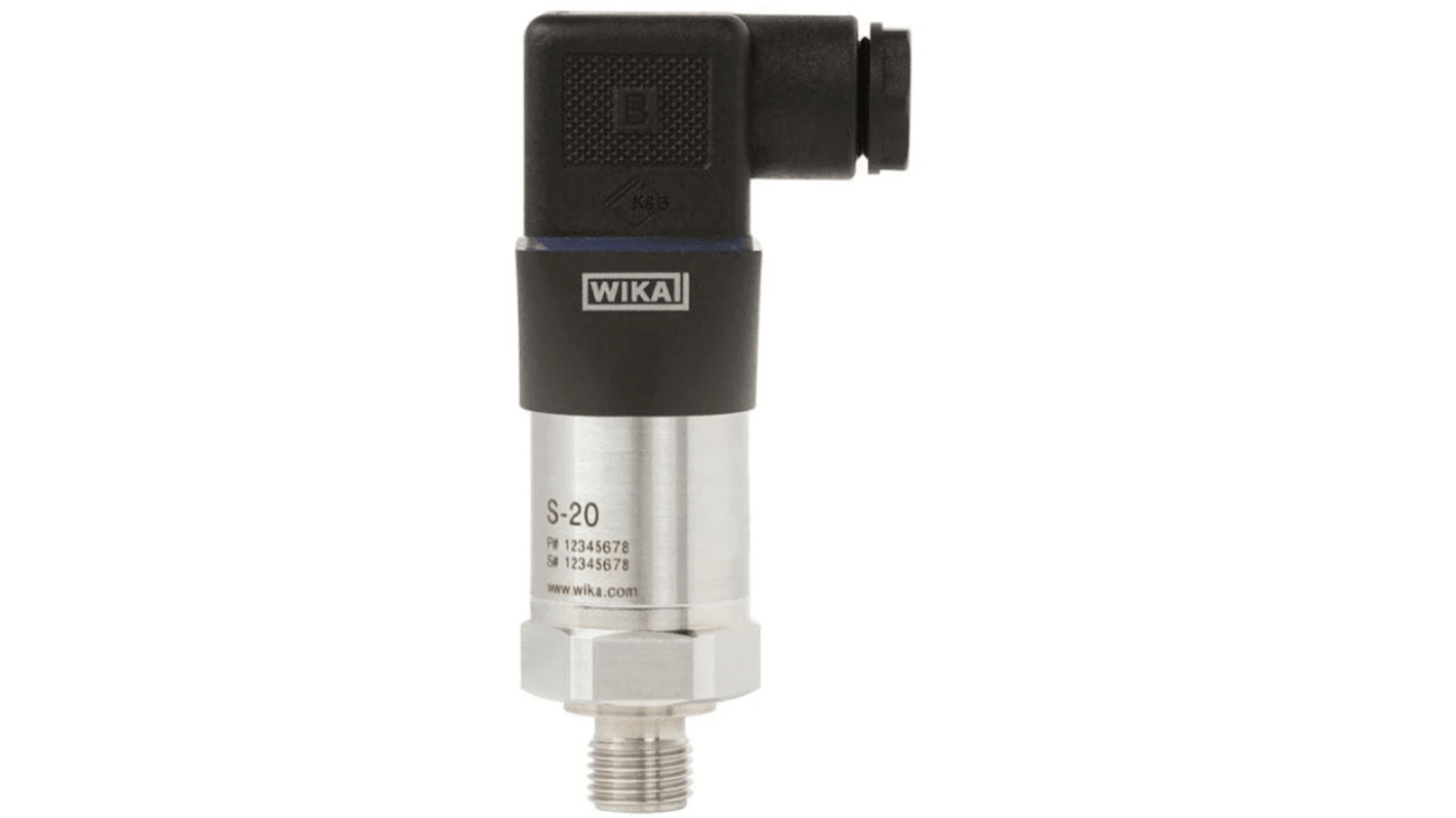 WIKA S-20 Series Pressure Sensor, 0bar Min, 40bar Max, Analogue Output, Gauge Reading