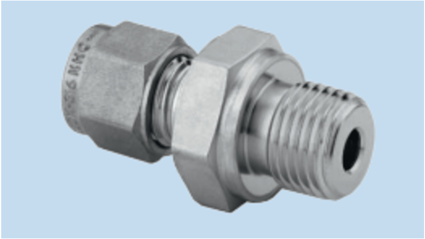 WIKA CPK Series Straight Fitting, M6 to NPT 1/8 Male, Threaded Connection Style, CPK-AD