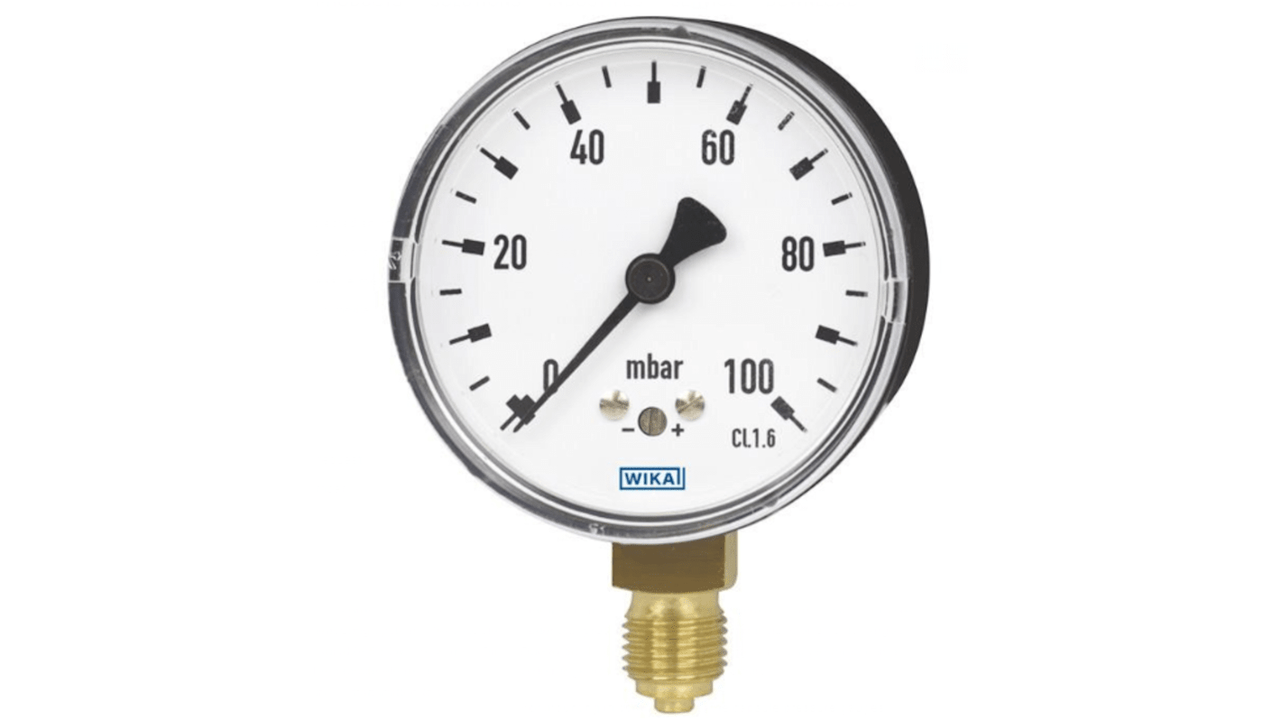 WIKA G 1/4 Analogue Pressure Gauge 0mbar Bottom Entry, 48703187
