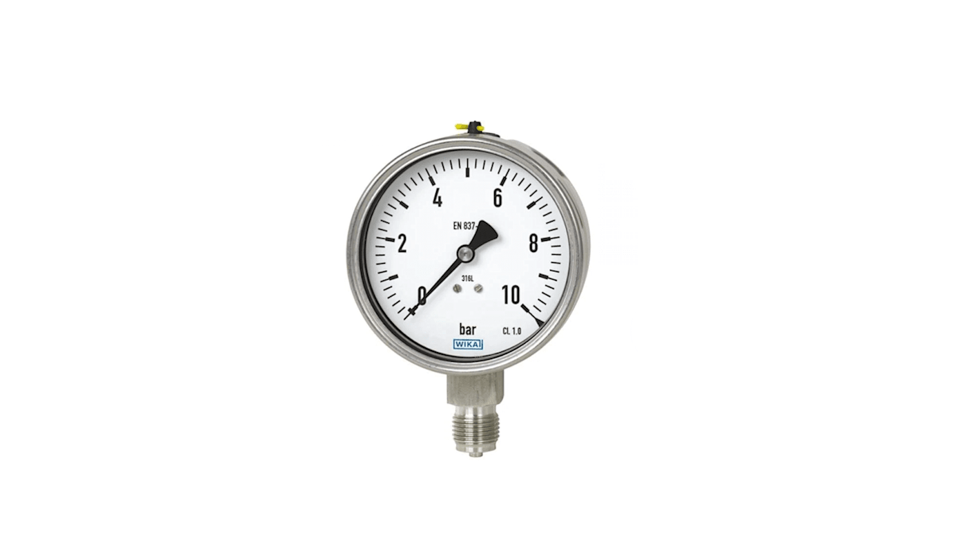 WIKA DN 25.4 Analogue Pressure Gauge 6bar Bottom Entry, 48709571, 0bar