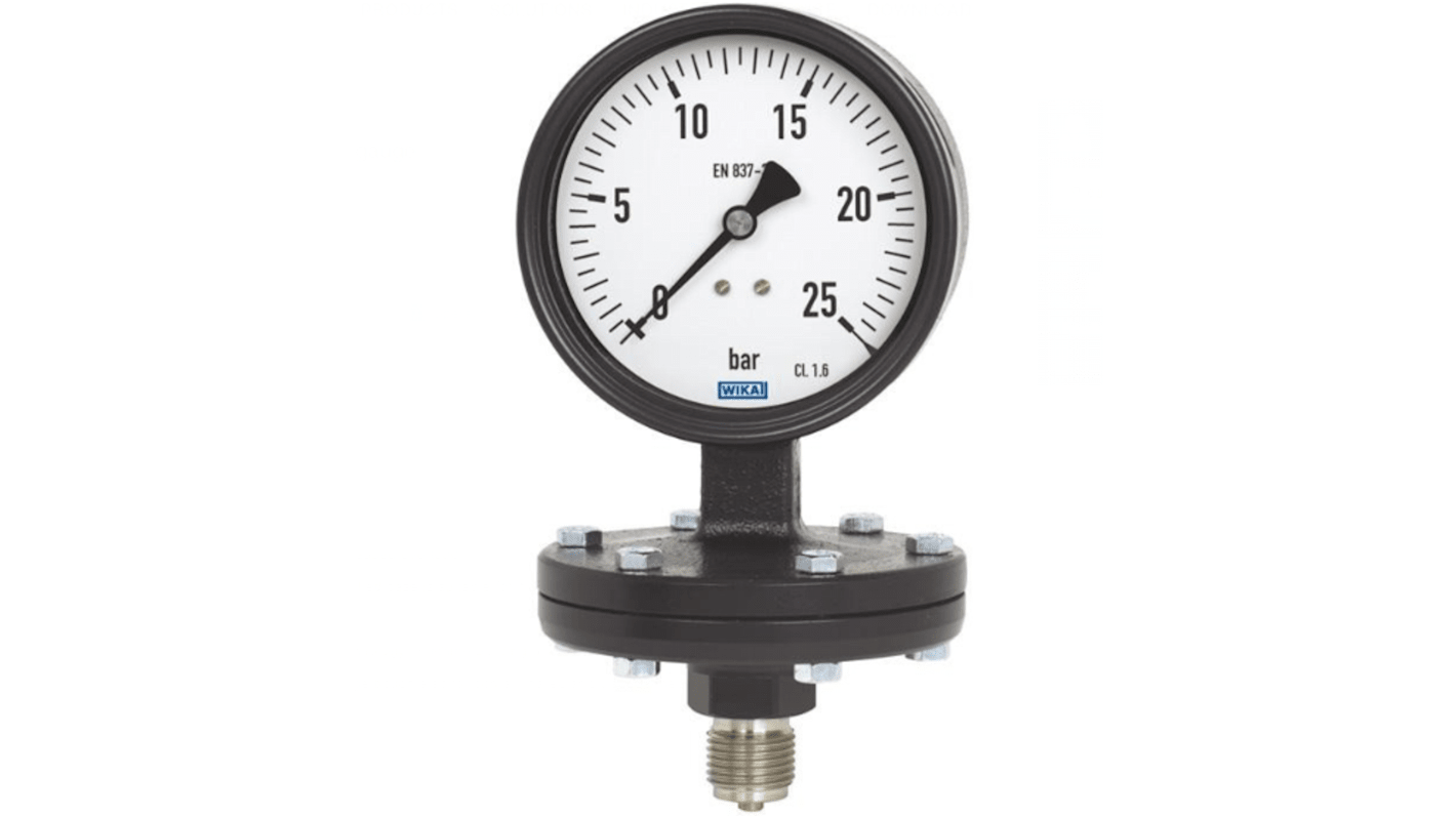 WIKA DN 50 Analogue Pressure Gauge 25bar Bottom Entry, 48713929, 0bar