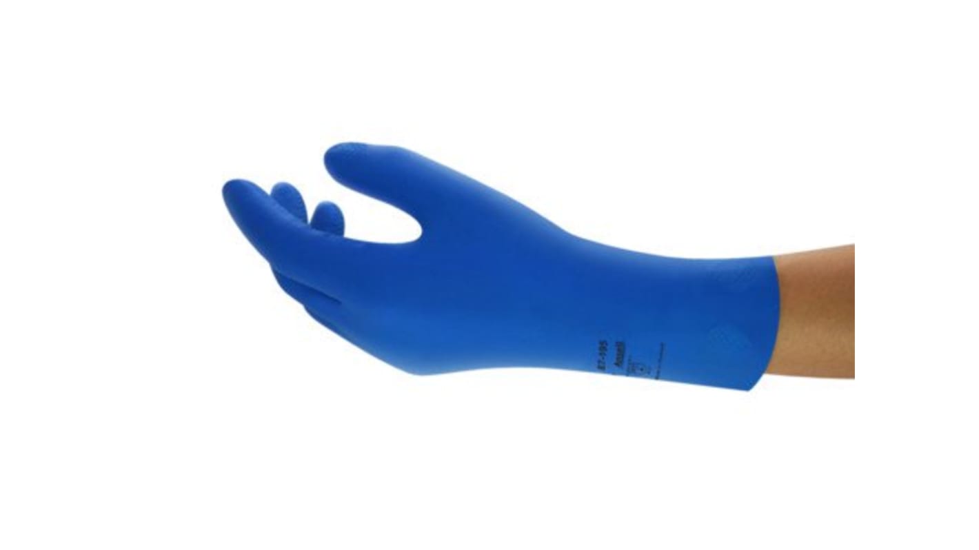 Guantes de trabajo de Látex Azul Ansell serie AlphaTec, talla 9, con recubrimiento de Látex, Sector alimentario