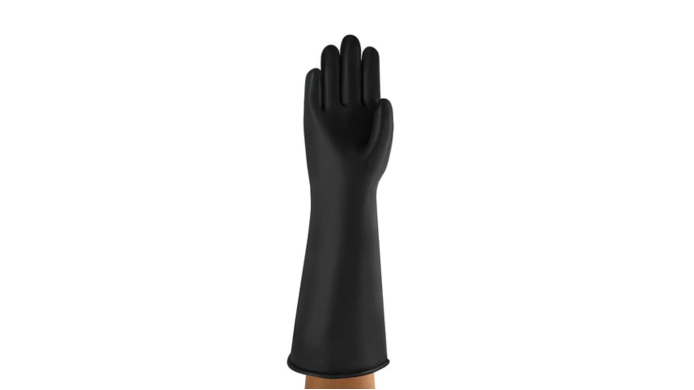 Ansell AlphaTec Black Latex Chemical Resistant Work Gloves, Size 9.5, Large, Latex Coating