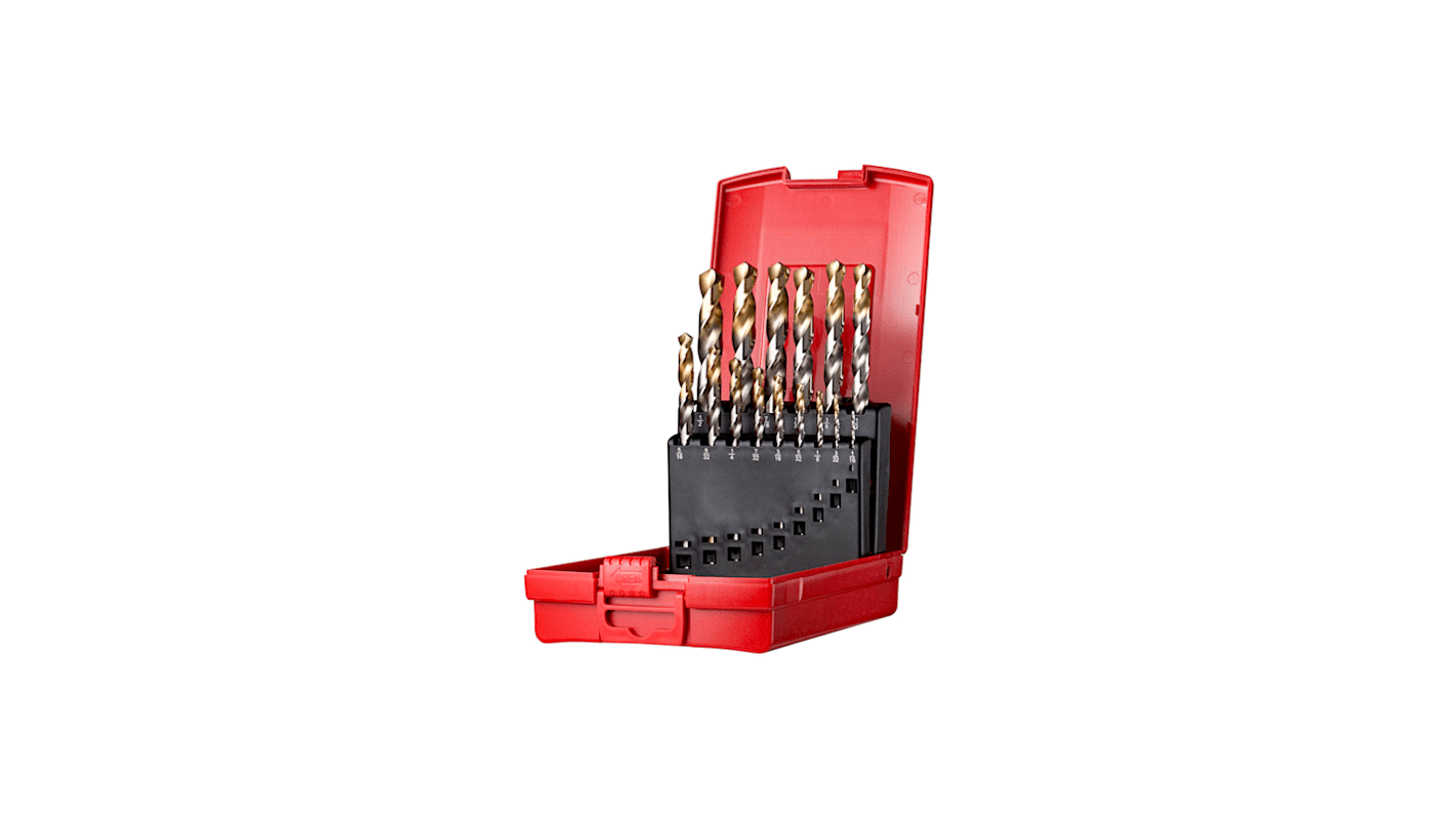 Dormer 15-Piece Jobber Drill Set for Multi-Material, 1/2in Max, 1/16in Min