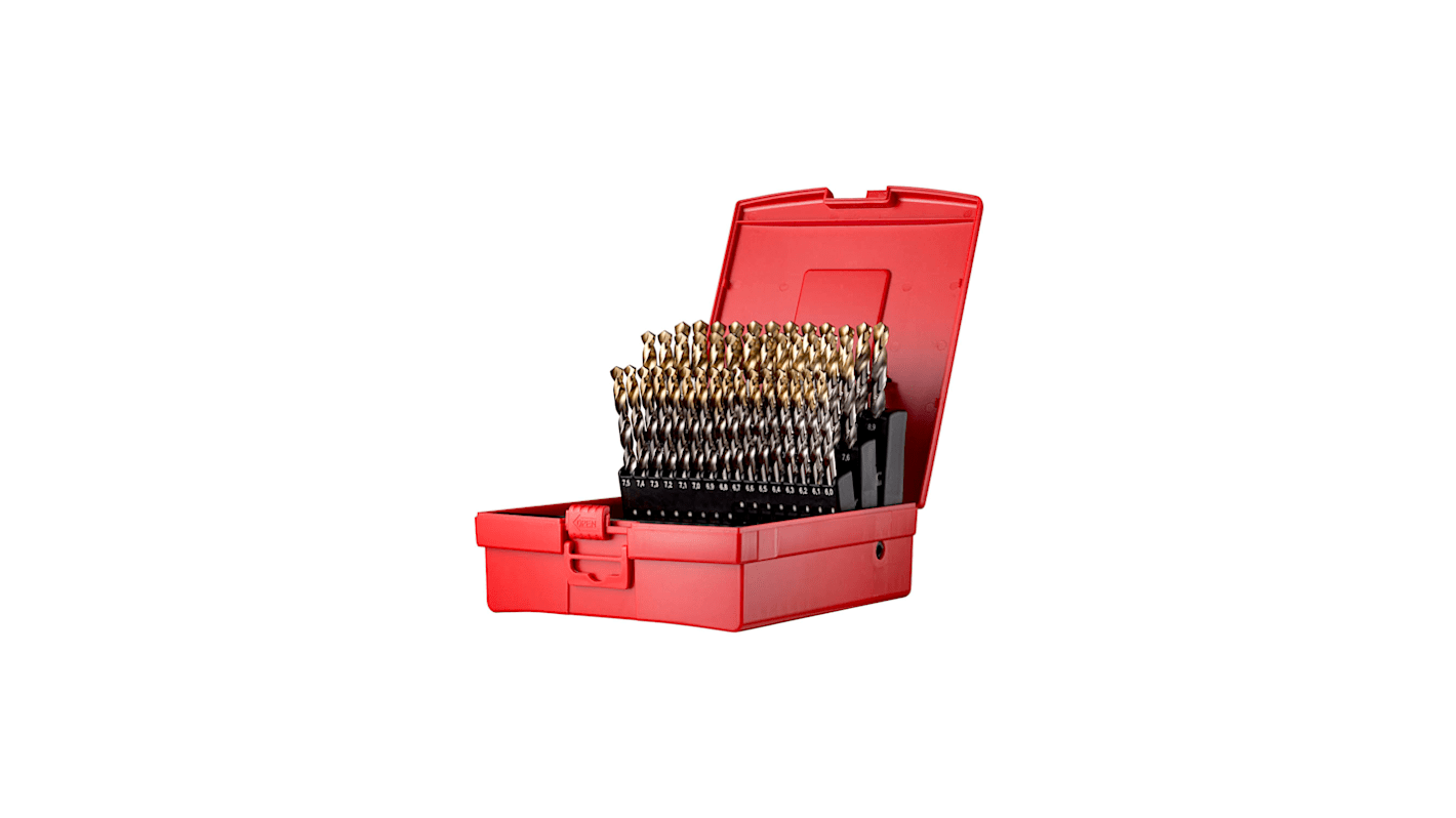 Dormer 41-Piece Jobber Drill Set for Multi-Material, 10mm Max, 6mm Min, High Speed Steel Bits