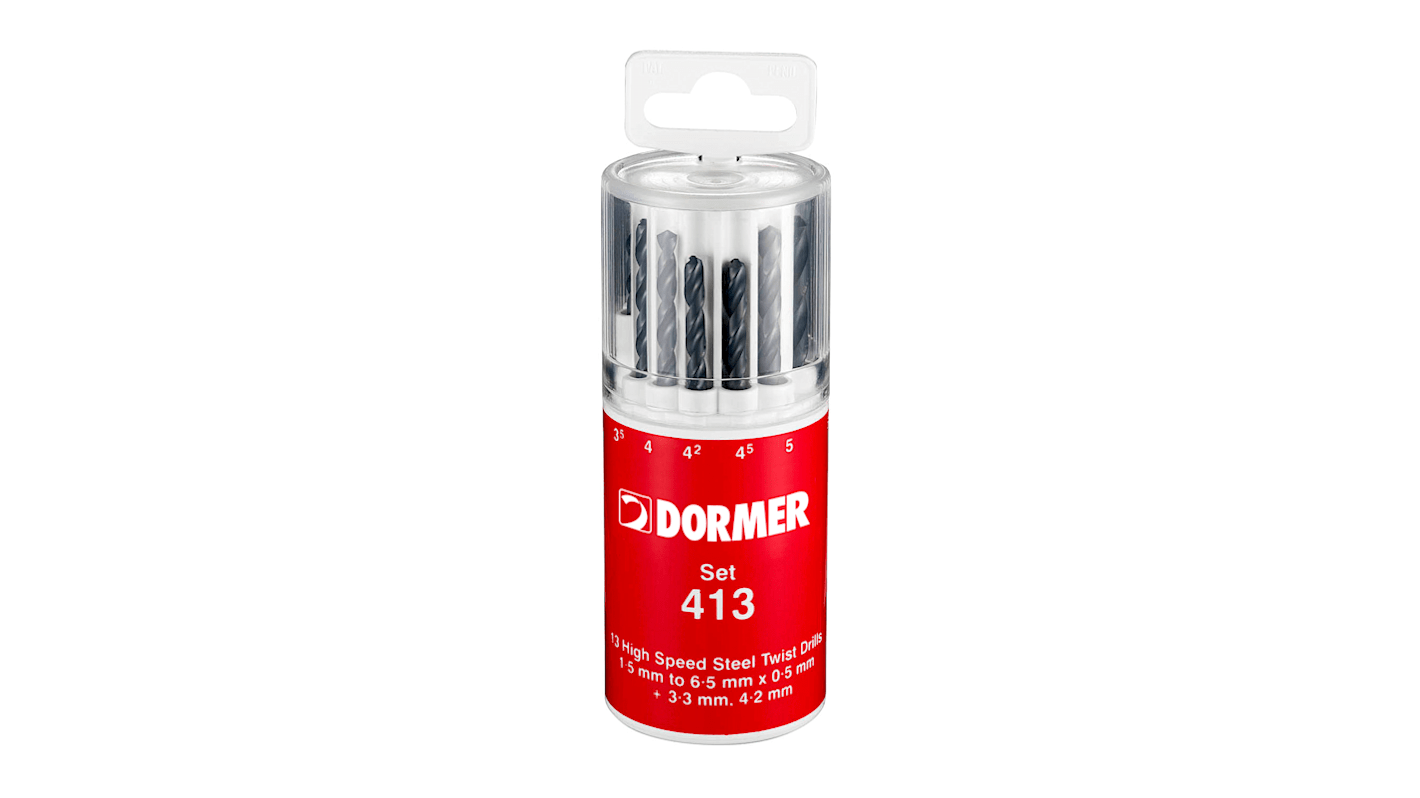 Dormer 13-Piece Jobber Drill Set, 6.5mm Max, 1.5mm Min