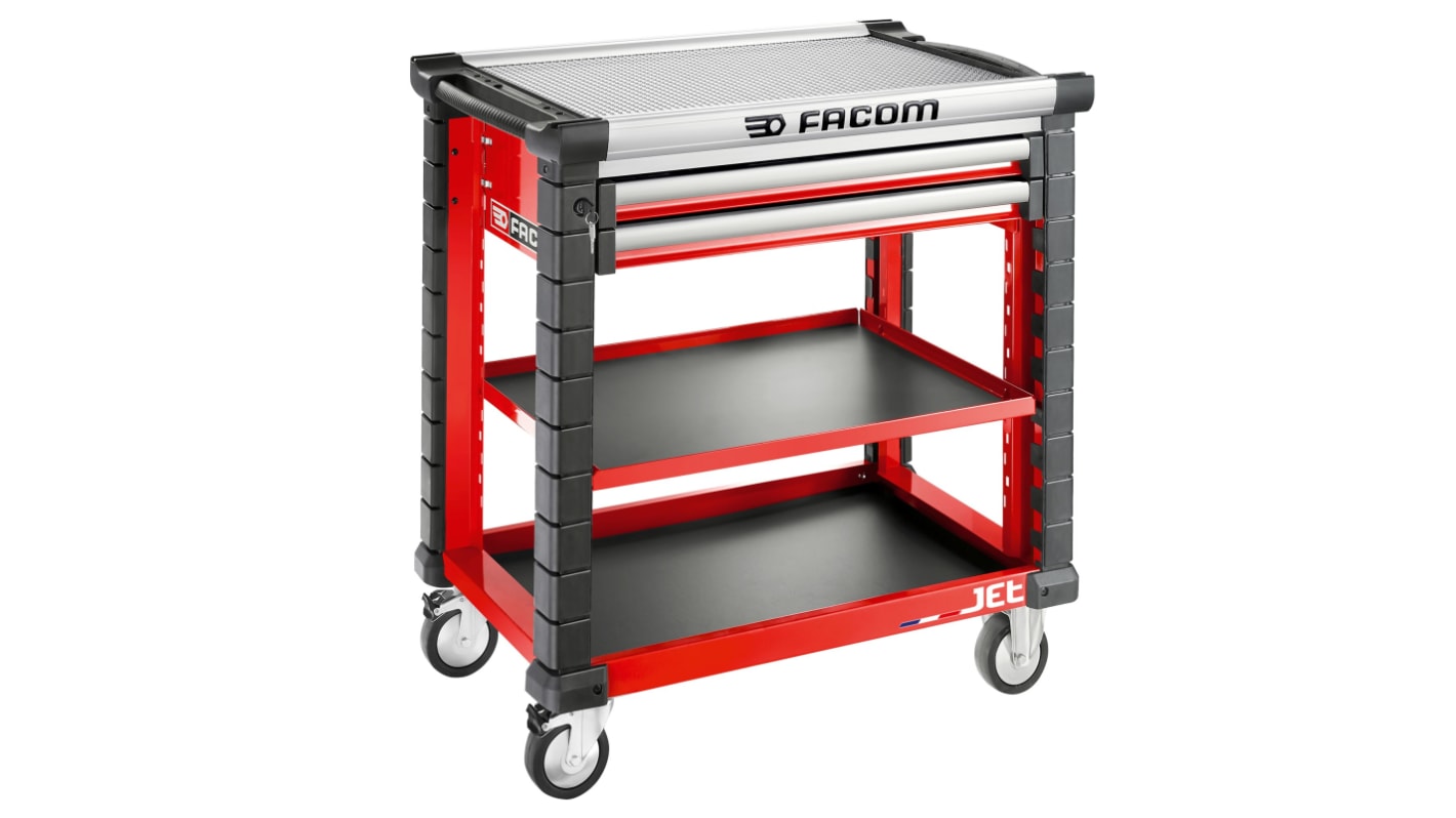 Facom 2 drawer Aluminium Wheeled Tool Trolley, 1.01m x 575mm x 1m
