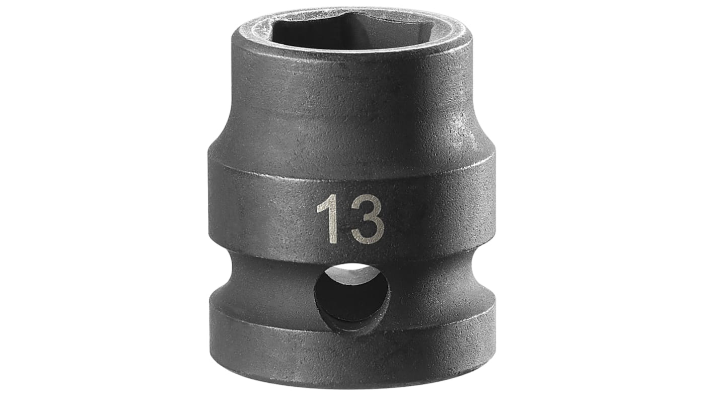 Facom 13mm, 1/2 in Drive Impact Socket Stubby Impact Socket, 19 mm length