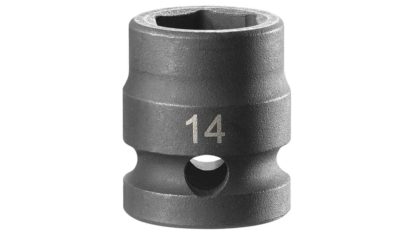 Facom 14mm, 1/2 in Drive Impact Socket Stubby Impact Socket, 20 mm length