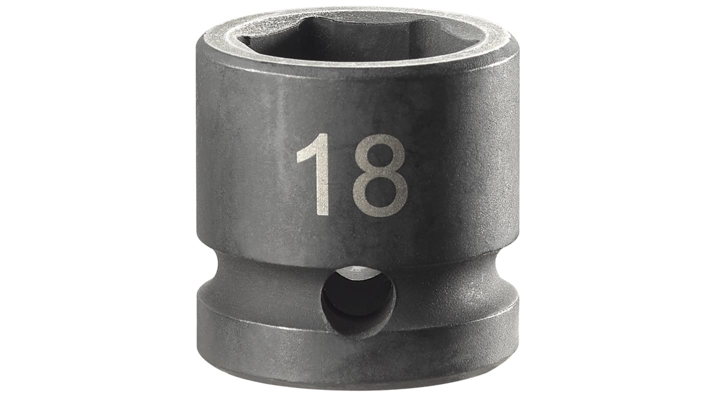 Facom 1/2 Zoll, 18mm Stubby-Steckschlüssel Schlag-Steckschlüssel CrMo-Stahl, 23 mm
