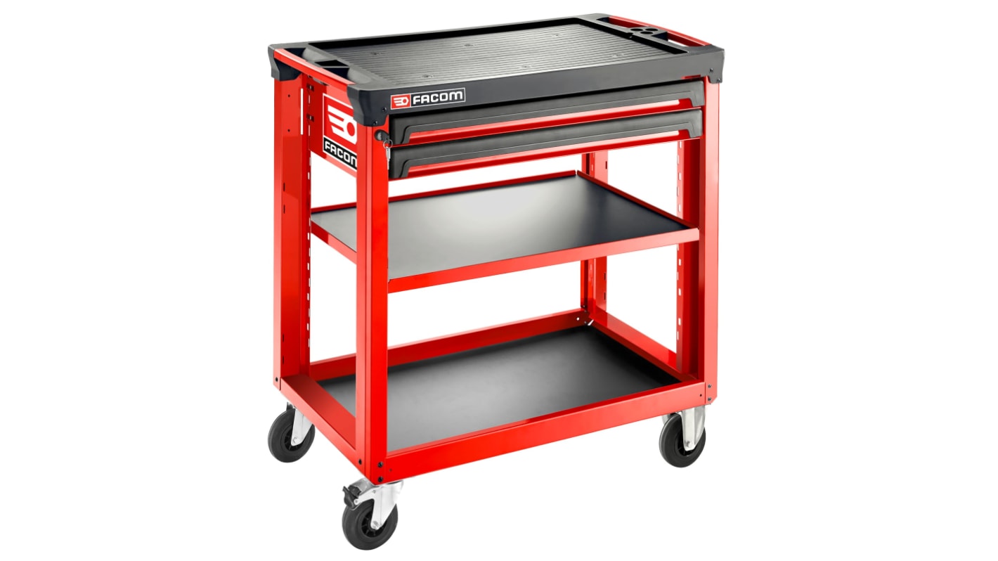 Facom 2 drawer Polypropylene with Fiber Wheeled Tool Trolley, 972mm x 515mm x 969mm