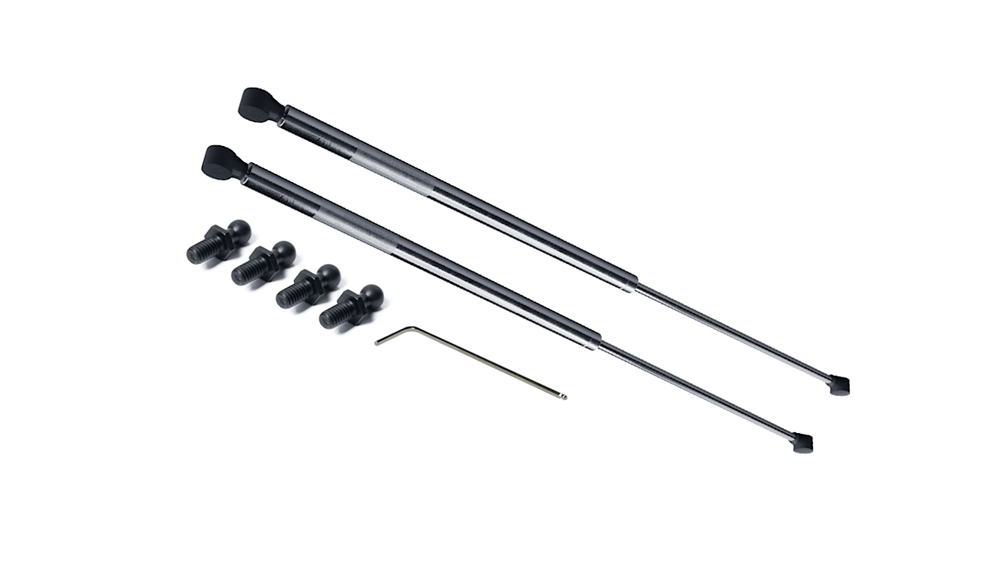 RS PRO Stainless Steel Gas Strut, with Ball & Socket Joint, 376mm Extended Length, 150mm Stroke Length