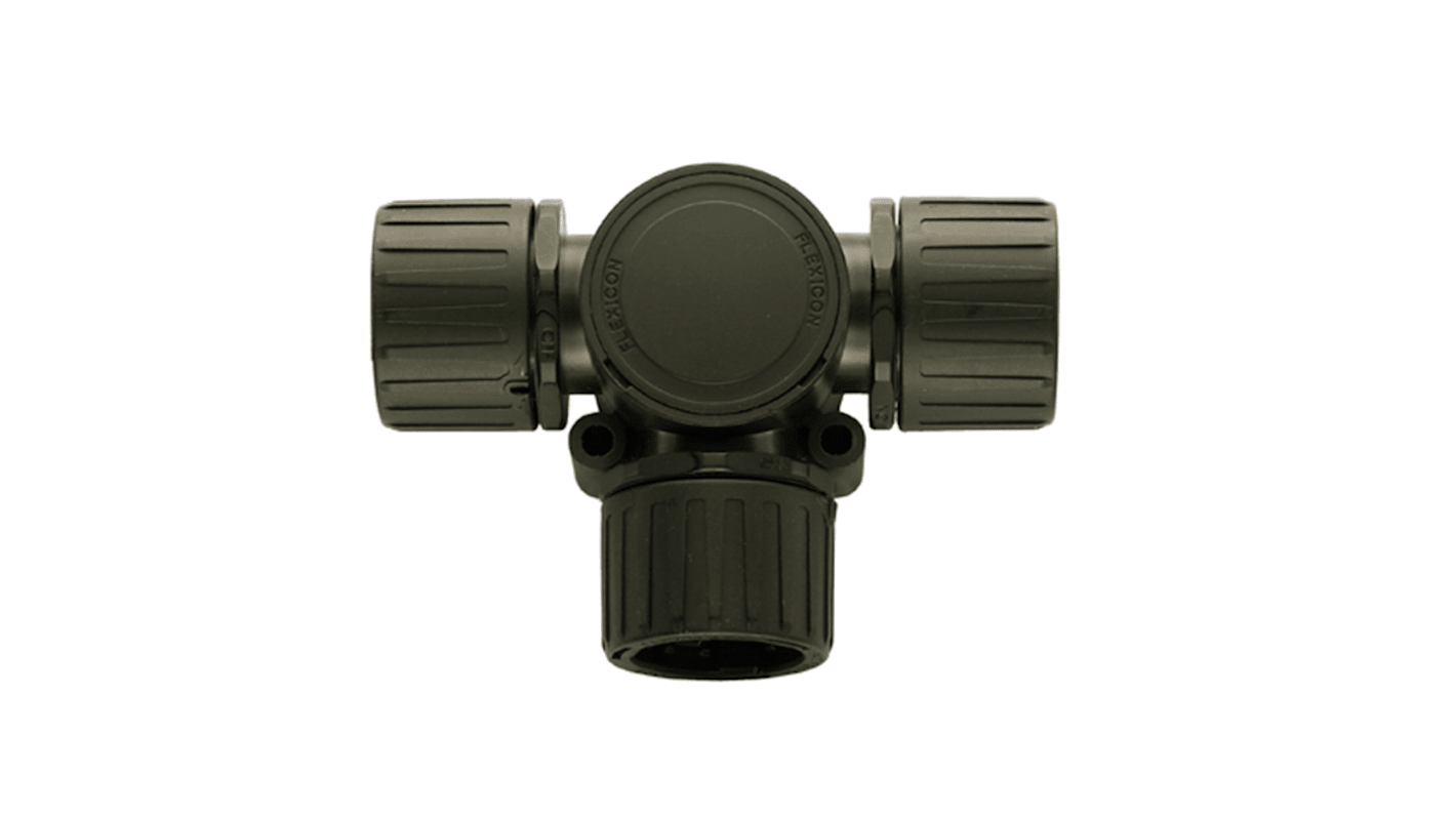 Flexicon T Piece, Conduit Fitting, 16mm Nominal Size, 12mm, Nylon, Black