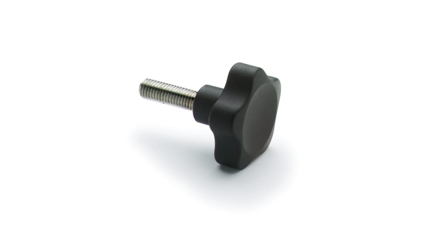 Elesa 166381 Black Glass Fibre Reinforced Polyamide Knob, M8 x 20, Threaded Hole