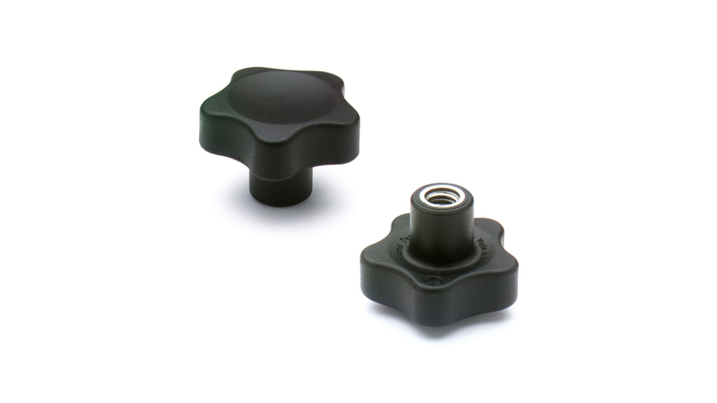 Elesa 166475 Black Glass Fibre Reinforced Polyamide Knob, M8, Threaded Hole