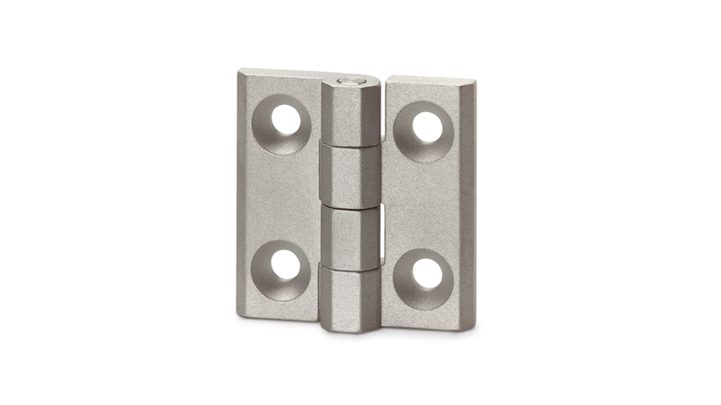 Elesa Matt Aluminium Butt Hinge with a Fixed Pin, Screw Fixing, 30mm x 30mm x 7.5mm