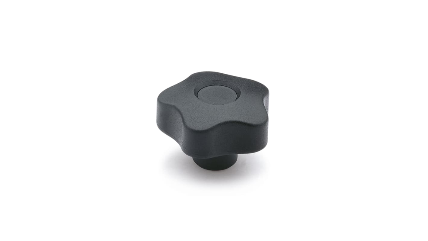 Elesa 69762-C9 Black Polypropylene Based Technopolymer Knob, M10, Threaded Through Hole