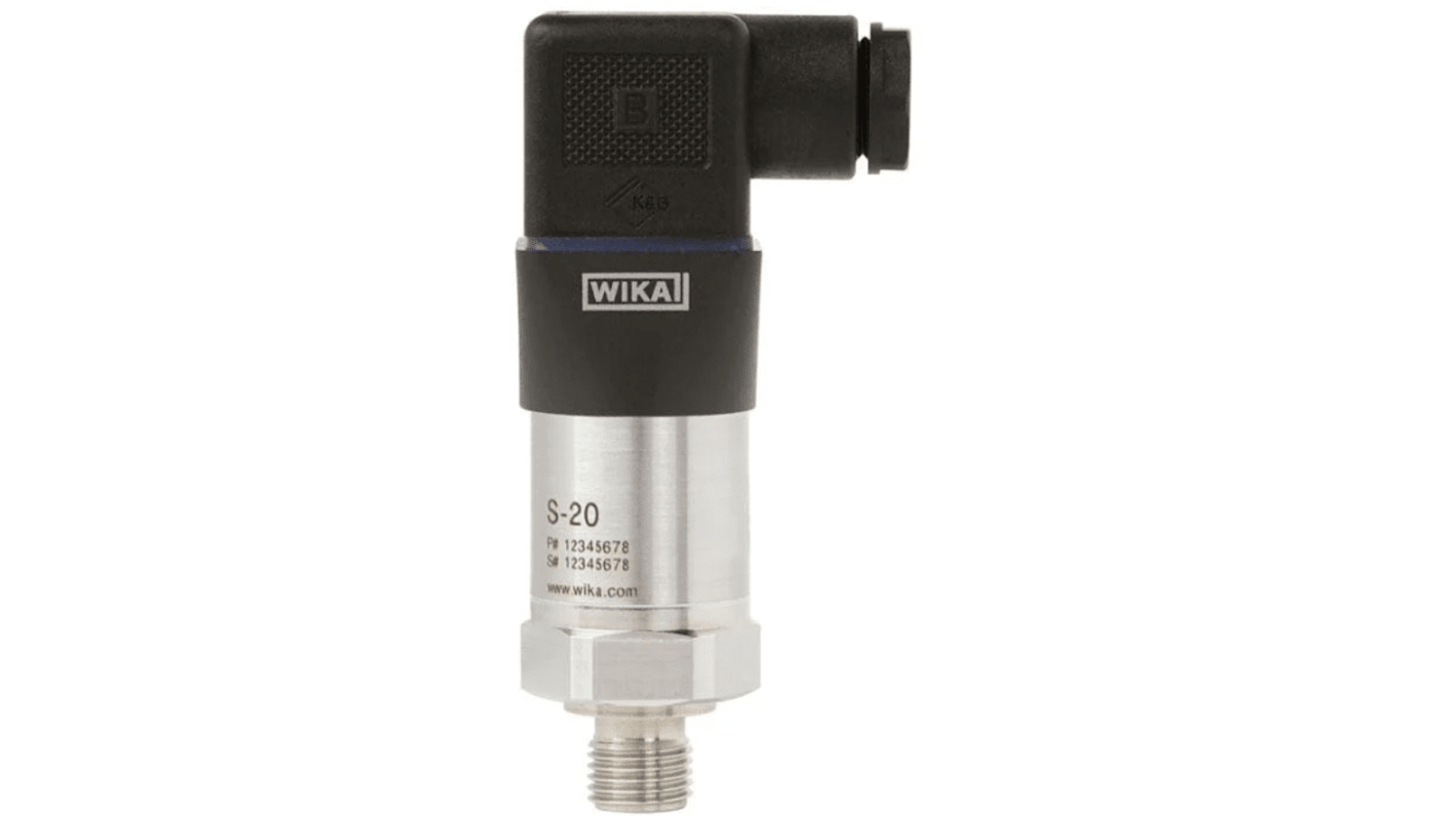 WIKA S-20 Series Gauge Pressure Sensor, 0bar Min, 10bar Max, Analogue Output, Gauge Reading