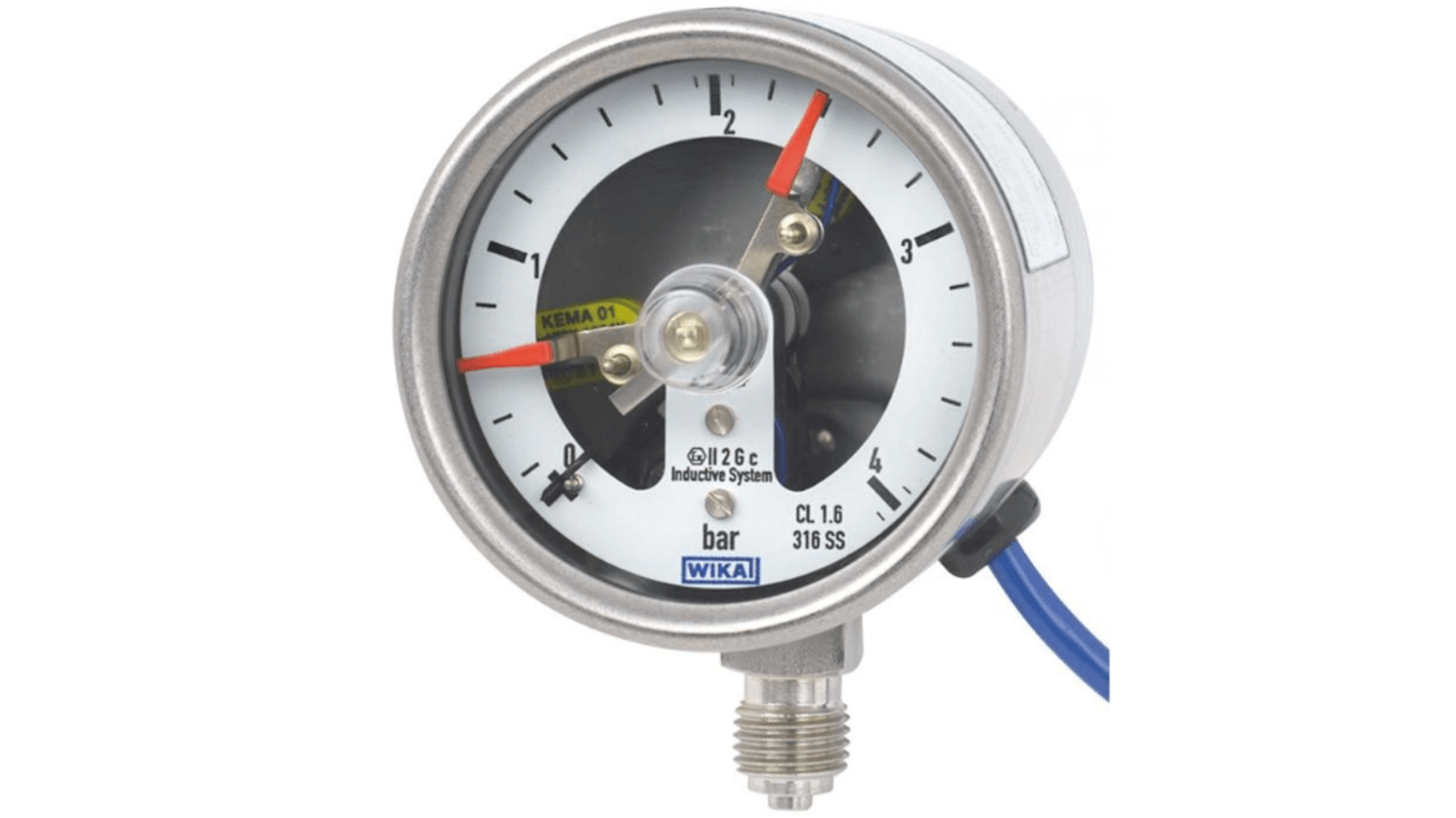 WIKA PGS23.063 Druckmessgerät Prozessanschluss unten Analog 0bar → 60bar, Ø 63mm NPT1/4