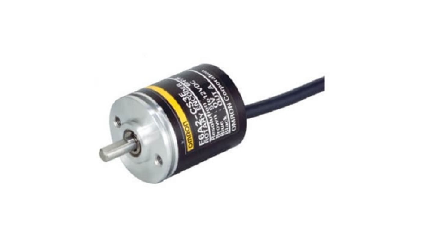 Omron E6A2-C Series Incremental Incremental Encoder, 100ppr ppr, NPN Open Collector Signal, Radial, Thrust Type, 4mm
