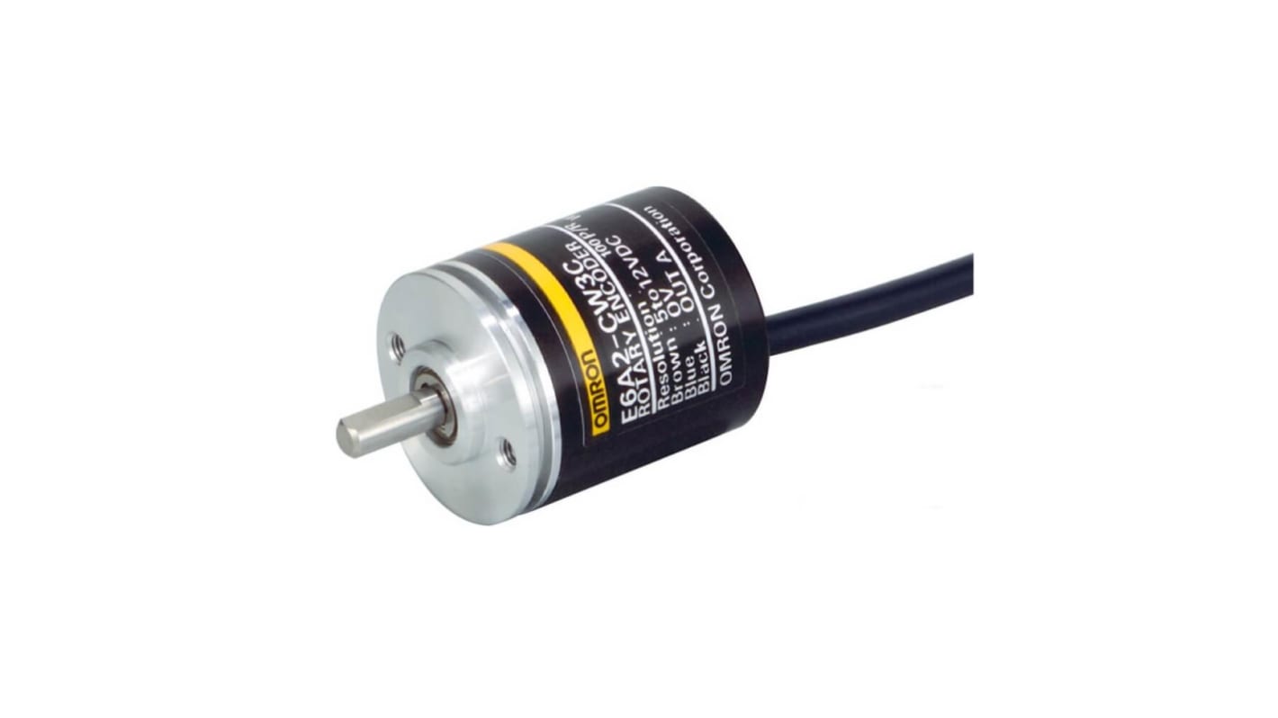 Omron E6A2-C Series Incremental Incremental Encoder, 200ppr ppr, NPN Open Collector Signal, Radial, Thrust Type, 4mm