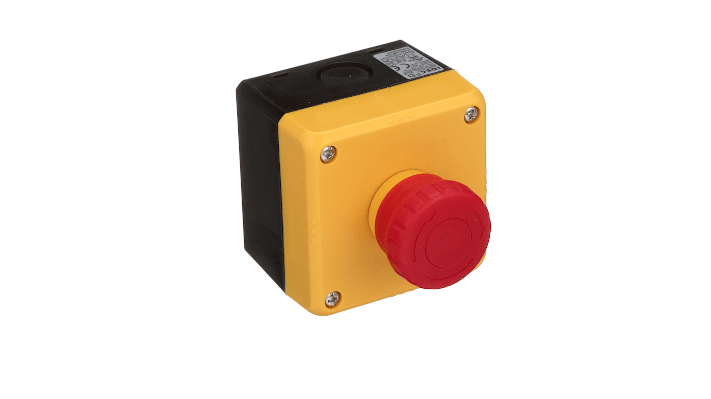 Idec FB Series Series Illuminated Emergency Stop Push Button, Panel Mount, 22mm Cutout, 2NC-2NO, IP65