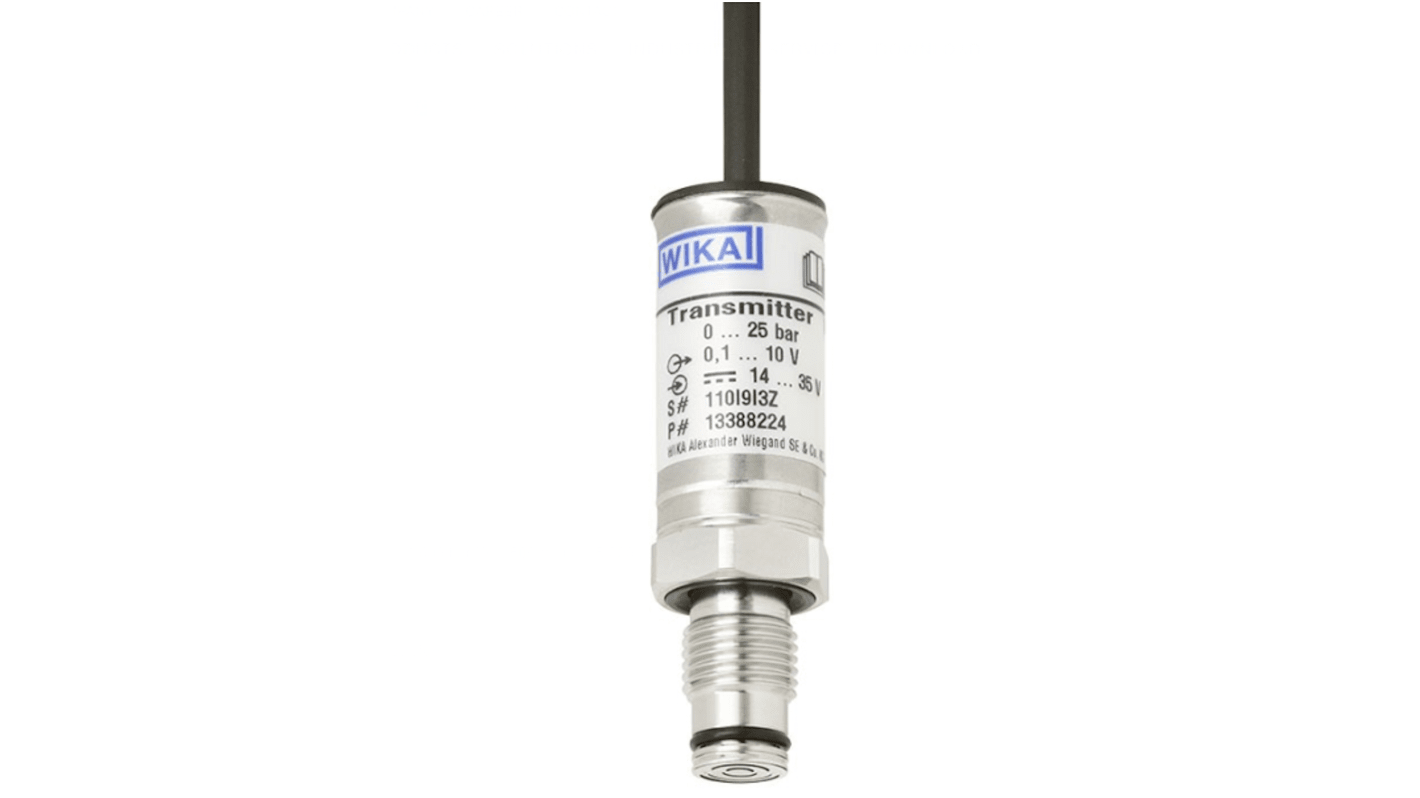 Sensore di pressione Relativa WIKA, 25bar max, uscita 2 fili, 4 → 20 mA