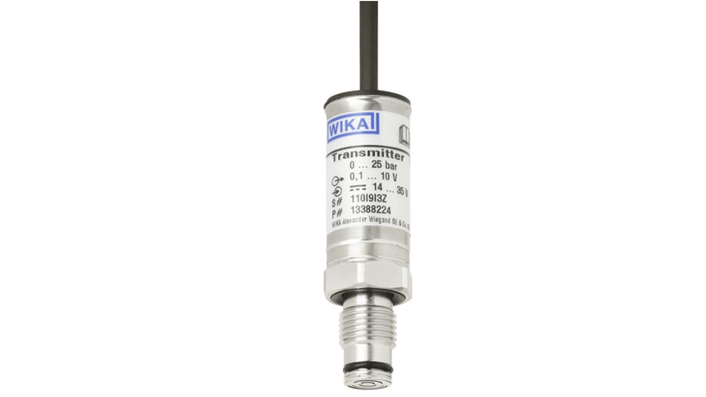 WIKA M-11 Series Pressure Sensor, 0bar Min, 160bar Max, 2 Wire, 4 → 20 mA Output, Gauge Reading