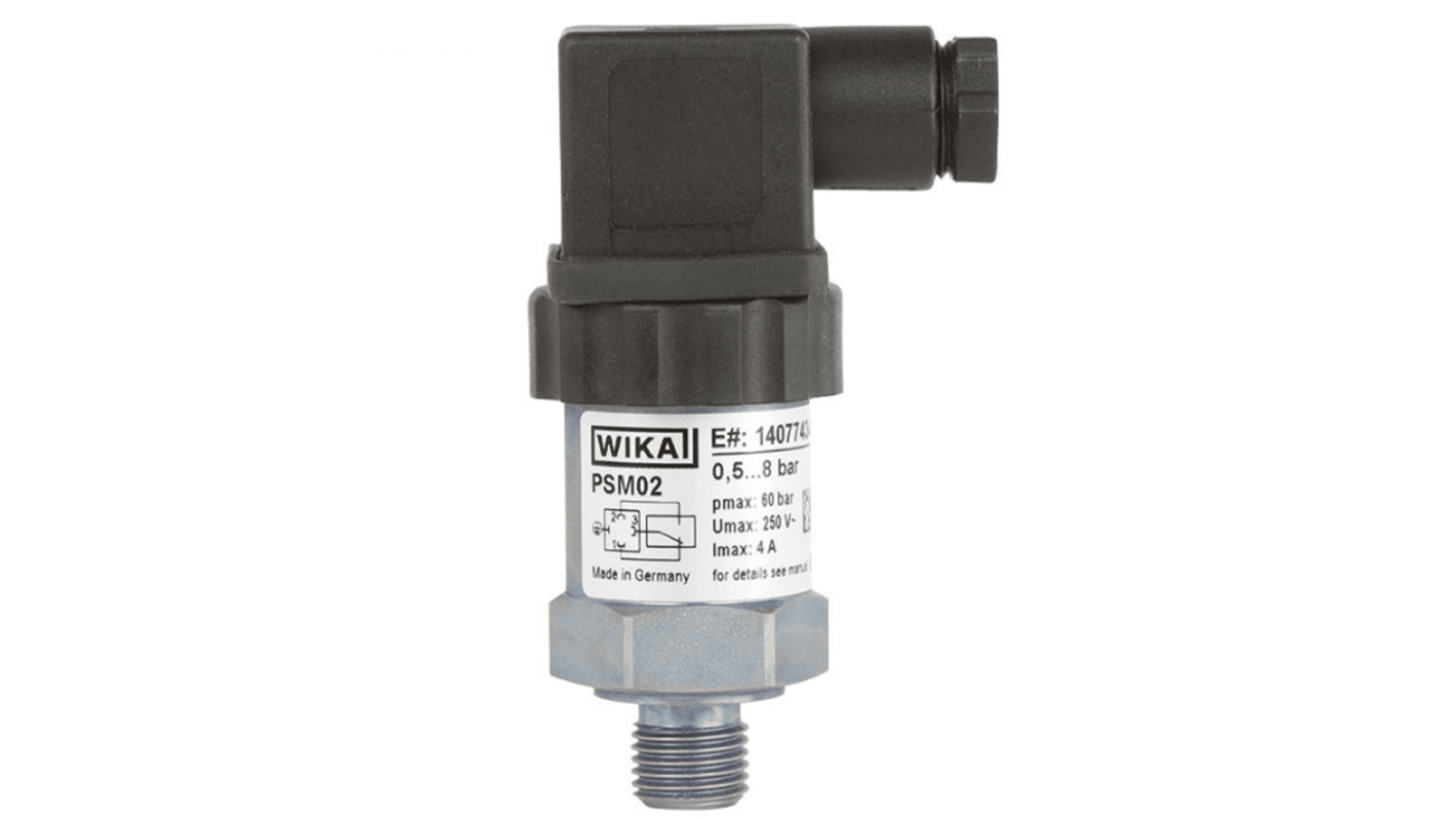 WIKA PSM02 Series Pressure Sensor, 20bar Min, 200bar Max, SPDT Output, Gauge Reading