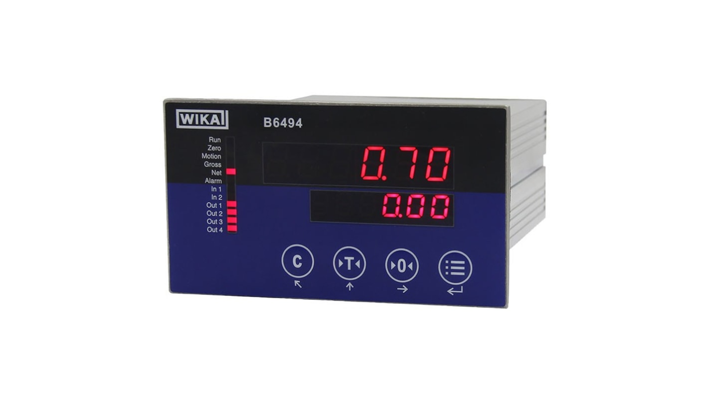 Analizador de red multifunción de panel WIKA B6494, con display LED, para mV/V, dim. 110mm x 62mm