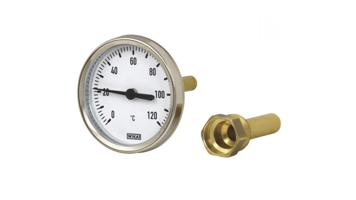 WIKA Zeigerthermometer Rundes Ziffernblatt, 0 → +60 °C, Skalen-Ø 63mm