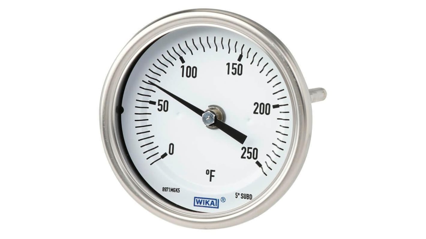 WIKA Zeigerthermometer Rundes Ziffernblatt, -50 → 50 °C, Skalen-Ø 5Zoll