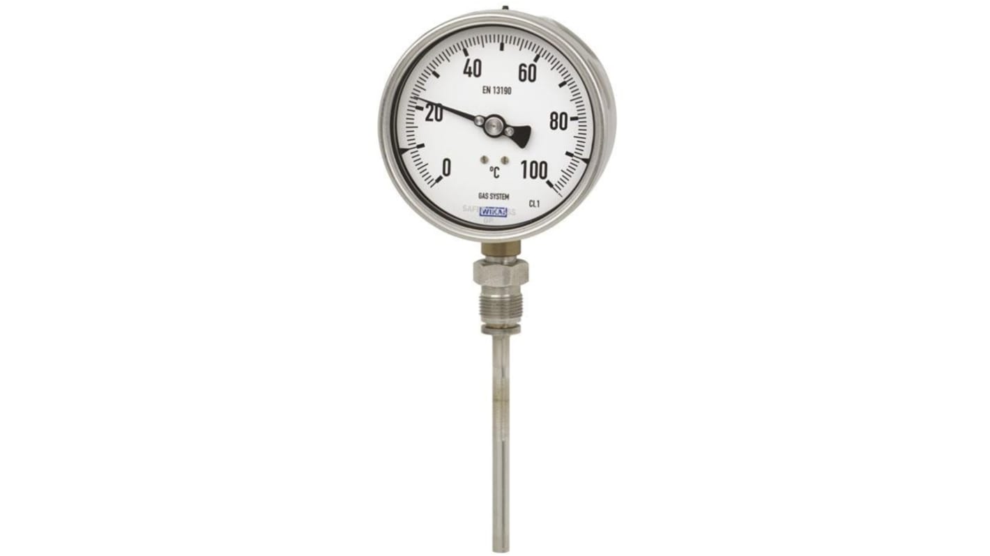 Thermomètre à aiguille WIKA V70, 80°C max, , Ø cadran 100mm