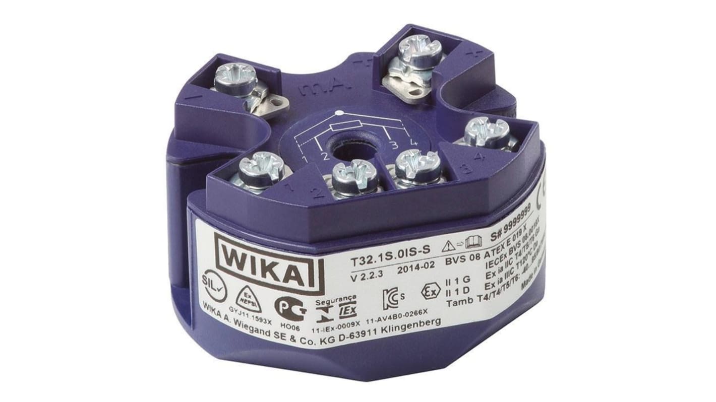 Émetteur de température WIKA série Digital Temperature Transmitter T32, 0°C → 40°C, PT100