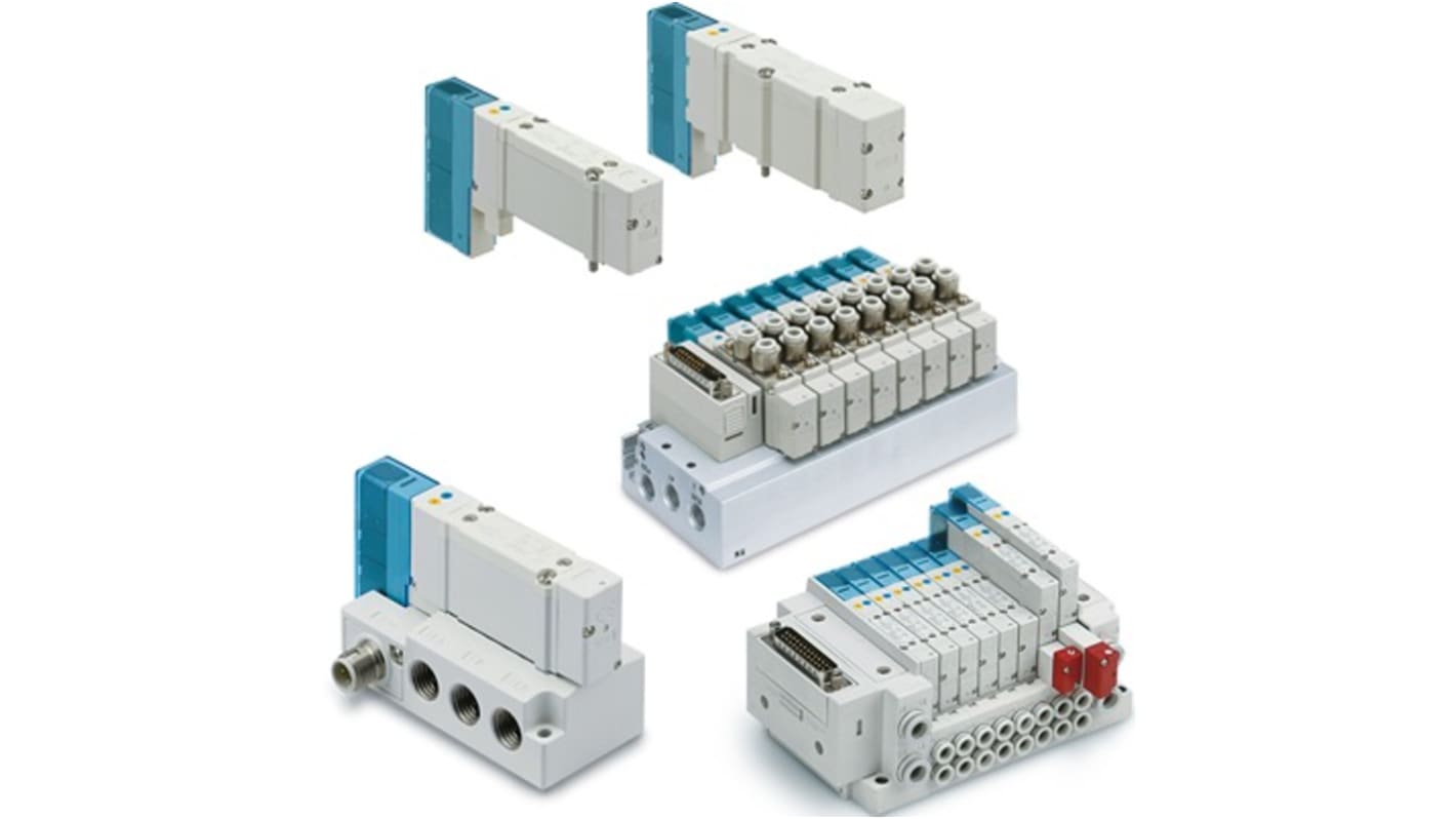 Electroválvula neumática SMC, Serie SY3000, Rosca G 1, Función 2 position single, Solenoide/Piloto, Colector