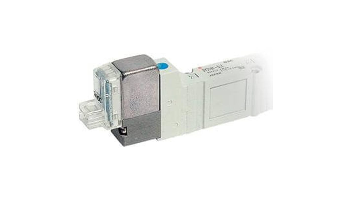 Electrodistributeur pneumatique SMC serie SY5000 fonction 2 position single, Bobine/Assistée, G 1/8, 24V c.c.