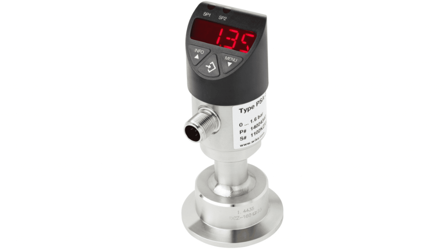 WIKA PSA-31 Series Pressure Sensor, 0bar Min, 6bar Max, PNP Output, Gauge Reading