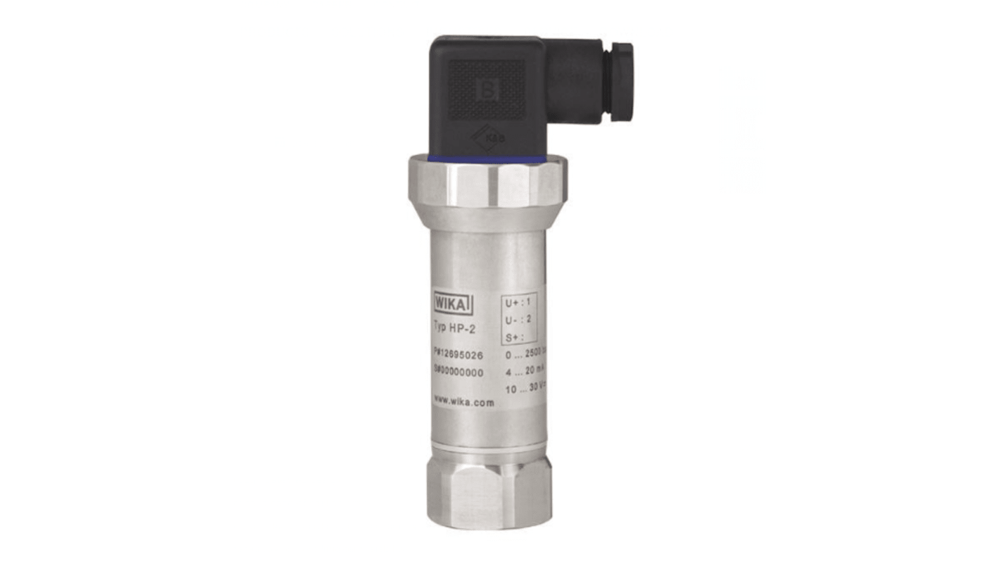Sensor de presión manométrica WIKA, 0bar → 1600bar, salida 2 cables, 4 → 20 mA
