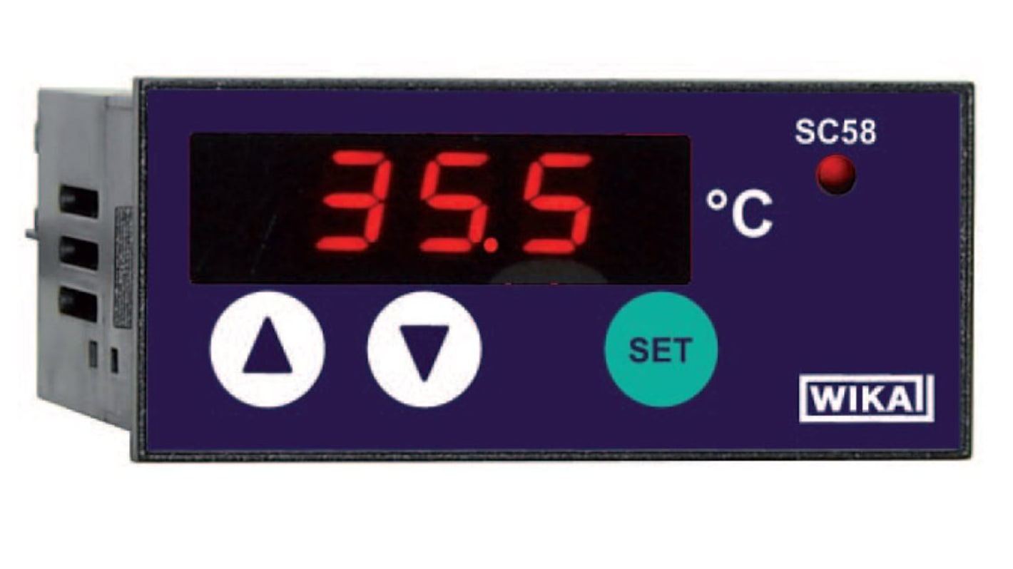 WIKA Model SC58 Panel Mount PID Temperature Controller, 62 x 28mm 1 Input, 1 Output Relay, 12 → 24 V Supply